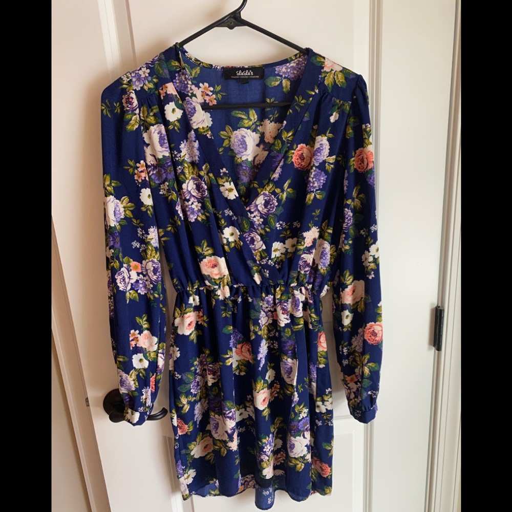 lulu’s floral mini dress long sleeve